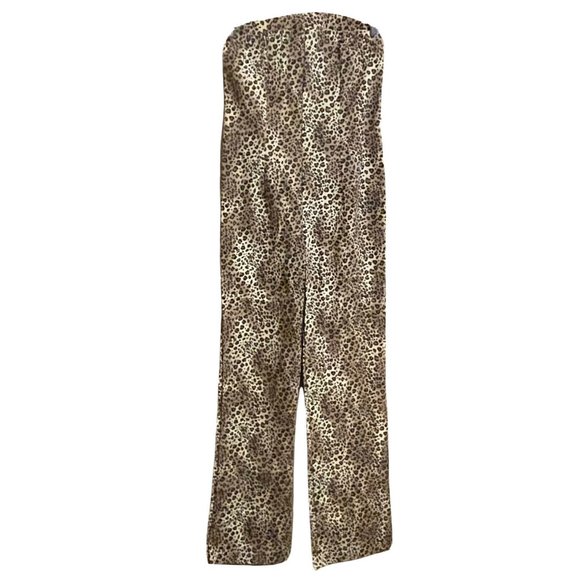 Chesley Pants - Vintage CHESLEY Women Large Leopard Print Jumper Strapless Zipper Sweetheart USA